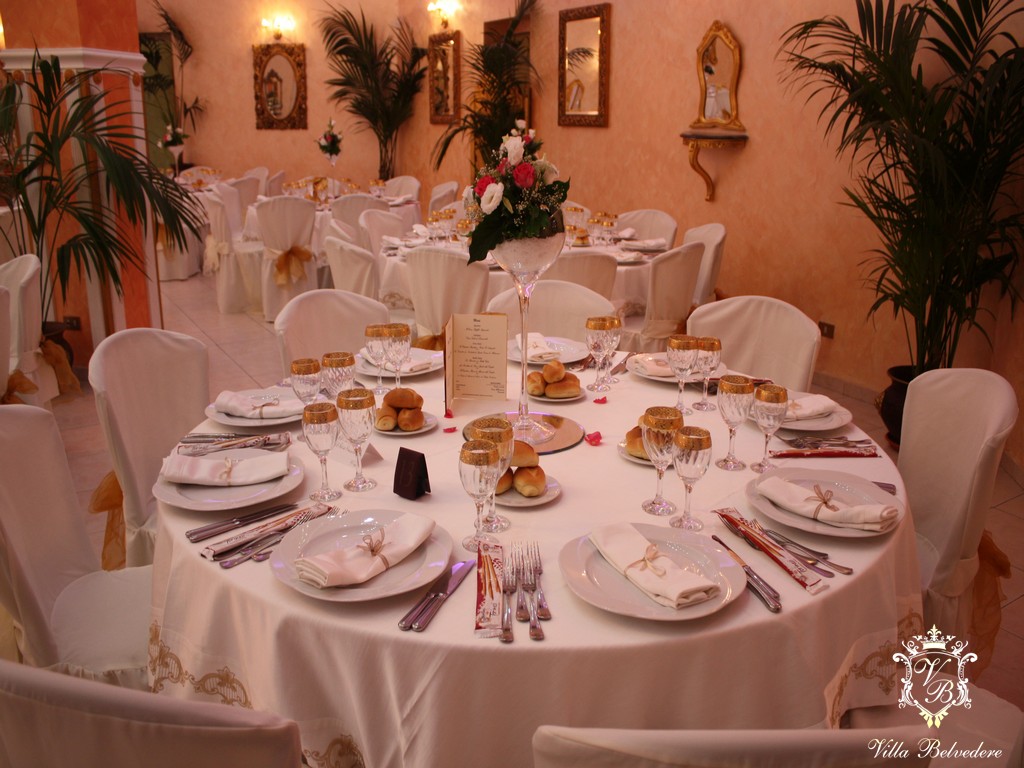 I tovagliati ed i tavoli Villa Belvedere, sala matrimoni e ricevimenti a Ciminna, Palermo